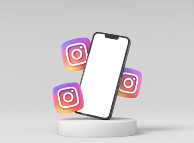 smartphone and instagram icons