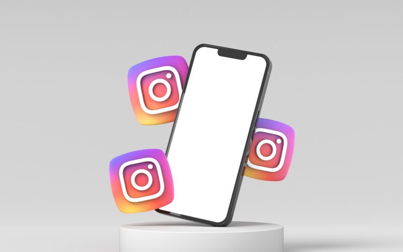 smartphone and instagram icons