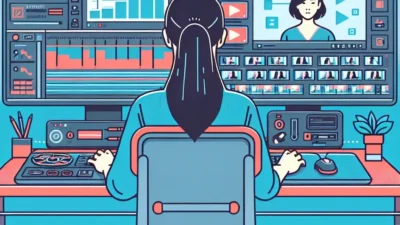 "Content creators editing short-form video clips using specialized tools for enhanced visual storytelling in digital media."