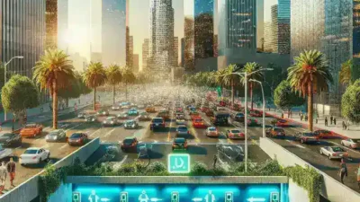 "Underground electric vehicle charging station in Los Angeles, showcasing innovative EV technology and urban sustainability initiatives."