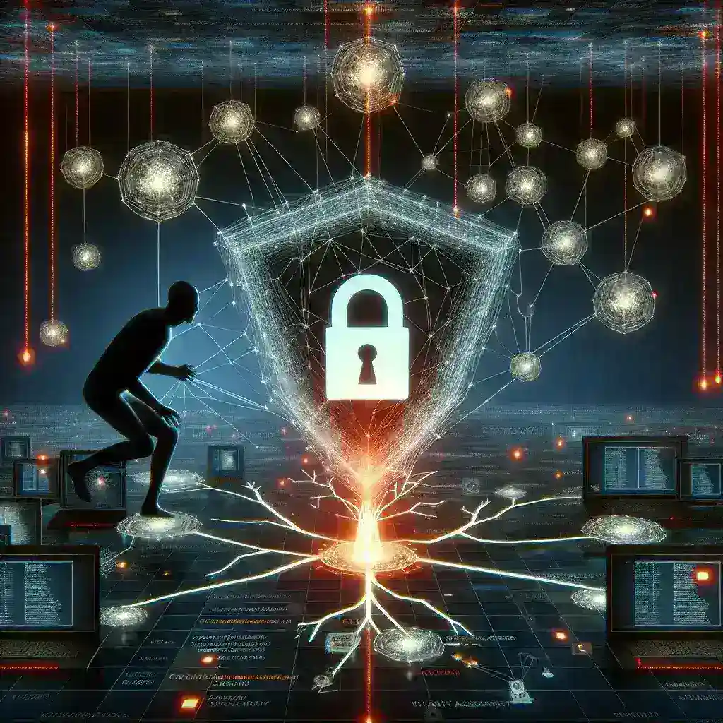 "Cybersecurity professional conducting a vulnerability assessment on a computer screen to identify and combat hacking threats, emphasizing the importance of proactive security measures."