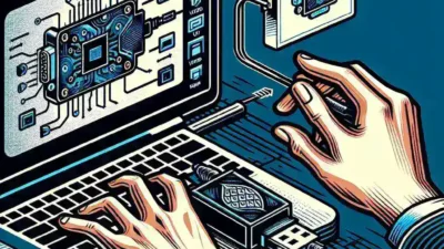 "Step-by-step guide on installing drivers for a USB to VGA adapter with visual instructions on connecting the device and accessing driver settings."
