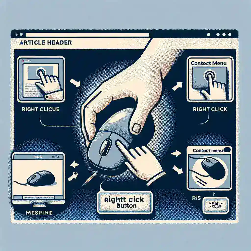 Illustration showing the right click function on a computer mouse with hand gestures.
