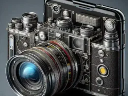 "Leica LUX Grip accessory on an iPhone, showcasing its vintage design and professional features for photography enthusiasts in the complete review of the Leica LUX Grip."